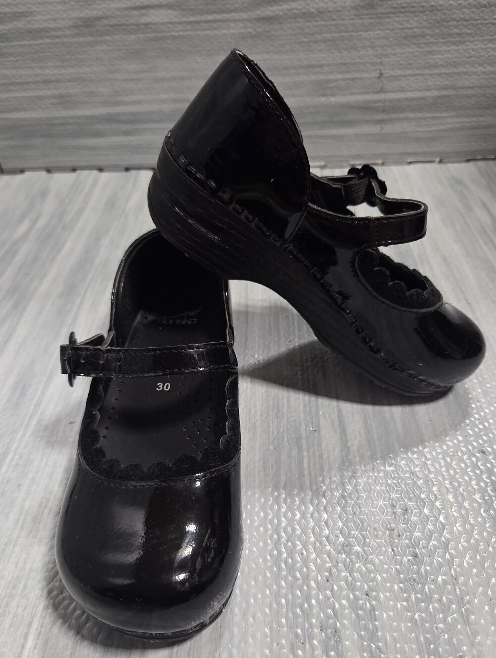 Little Girl's Dansko Jill Mary Janes Black Clogs Size 30